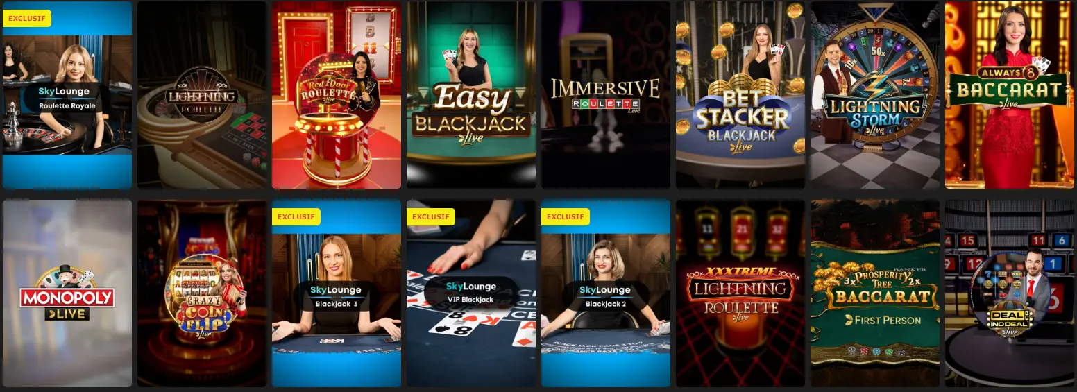 Jeux en direct de casino extra